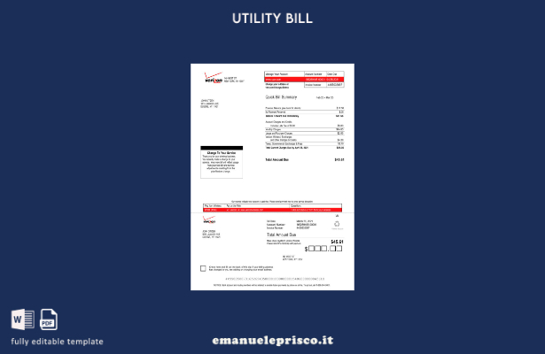 modello di versione word della bolletta delle utenze USA Verizon in stile veri 2